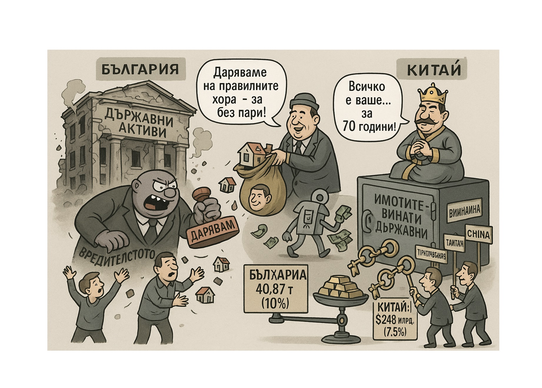Какво направихме в България и какво в Китай с държавните активи през Август